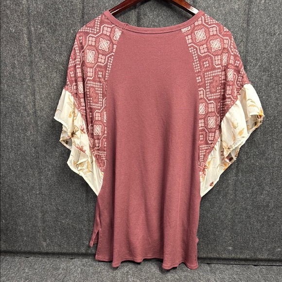 Hummingbird Pink Dolman Sleeve Asymmetrical Blouse - Picture 3 of 3